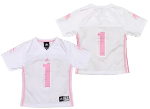 adidas Boise State Broncos NCAA Youth Girl's #1 Fashion Jersey Shirt, White/Pink