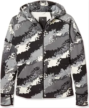 adidas Boys Youth (8-20) Z.N.E. All-Over-Print Graphic Full Zip Hooded Jacket, White/Grey