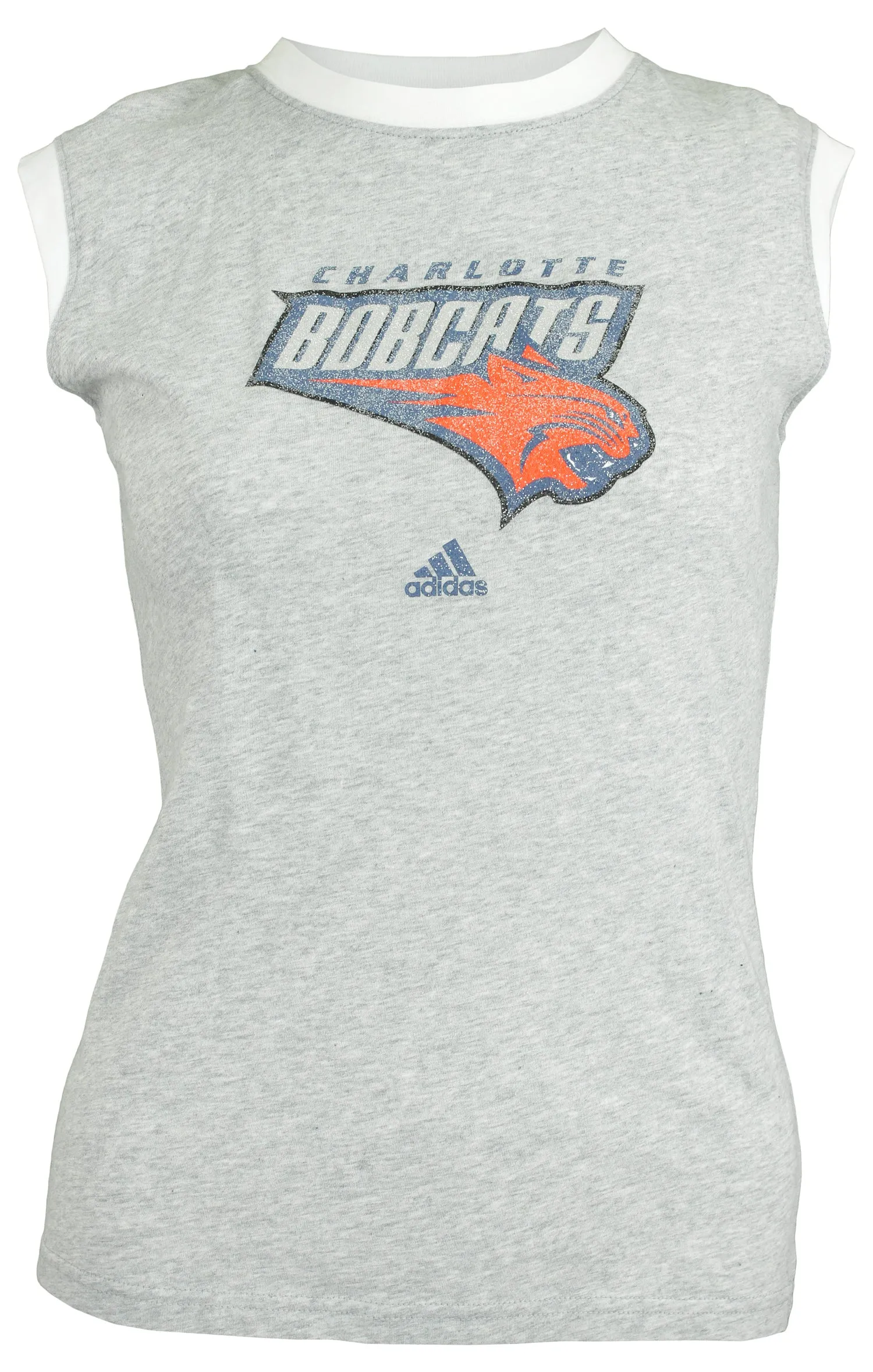 Adidas Charlotte Bobcats NBA Women's Sleeveless Ringer Tee, Heather Grey