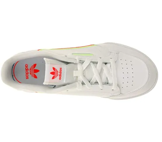 Adidas Kids Continental 80 Casual Sneaker Shoes, White/Shock Red/Yellow