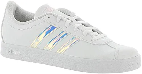 Adidas Kids' VL Court 2.0 Sneaker, White/Clear Orange