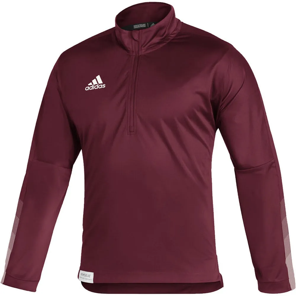 Adidas Men's 1/4 Zip Knit Fleece Pullover Sweatshirt, Team Collegiate Burgandy/White
