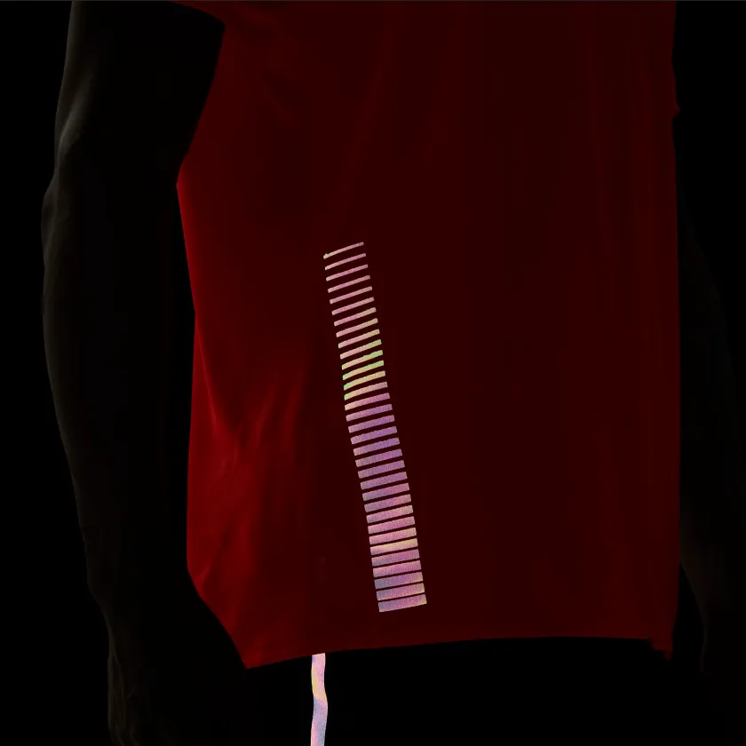 Adidas Men's 25/7 Rise Up N Run Parley Tee Shirt, Solar Red/Sharp Blue