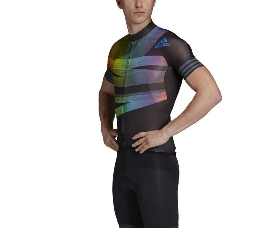 Adidas Men's Adistar Pride Cycling Shirt,  Black/Glory Blue