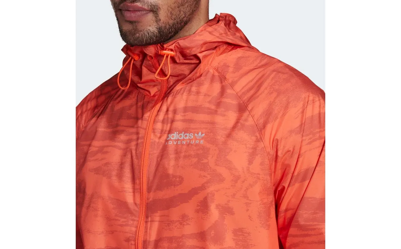 Adidas Men's Adventure Woodwave Windbreaker, Semi Solar Red/Altered Amber