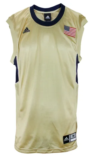 Adidas Men's Blank Basketball USA Flag Sleeveless Performance Jersey, Gold