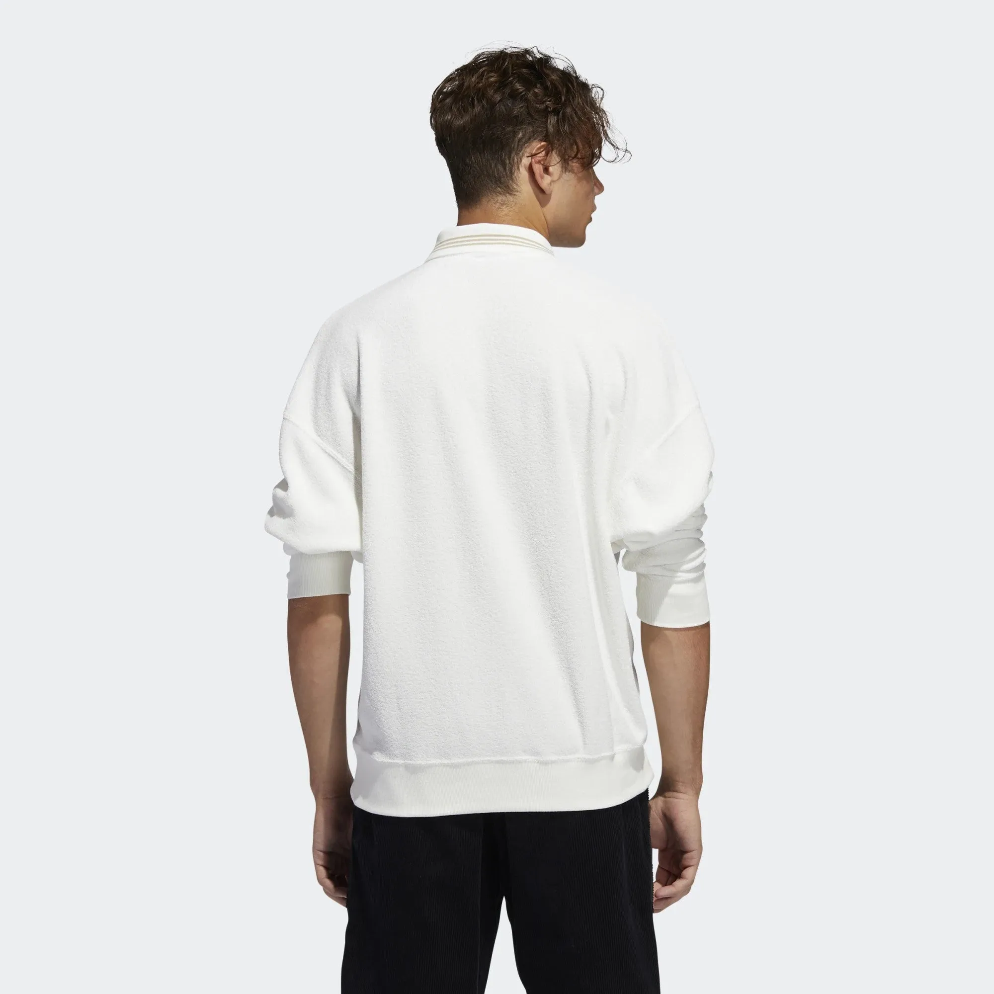 Adidas Men's Bouclette 1/4 Zip Shirt, Off White