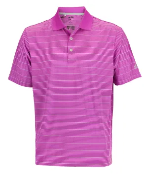 Adidas Men's Climalite Two Color Striped Golf Polo Shirt, Hibiscus / White