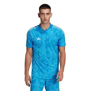 Adidas Men's Condivo 22 Goal Keeper Short Sleeve Soccer Jersey, Blue Rush