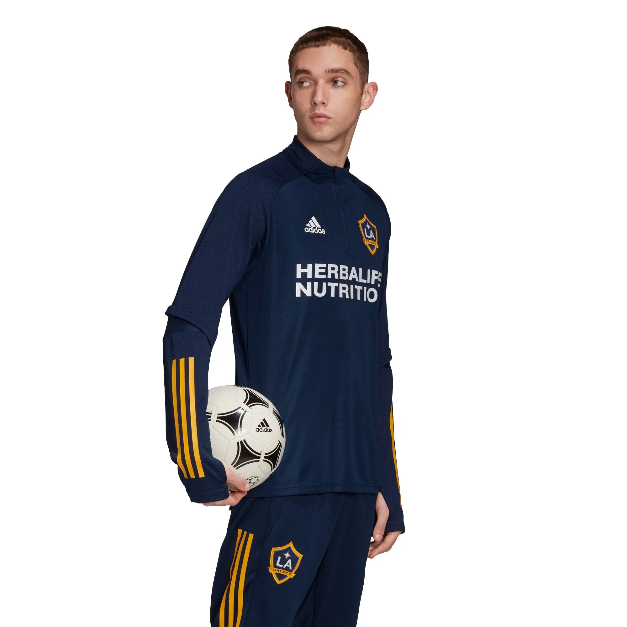 Adidas Men's LA Galaxy Quarter Zip Training Top, Navy / Gold