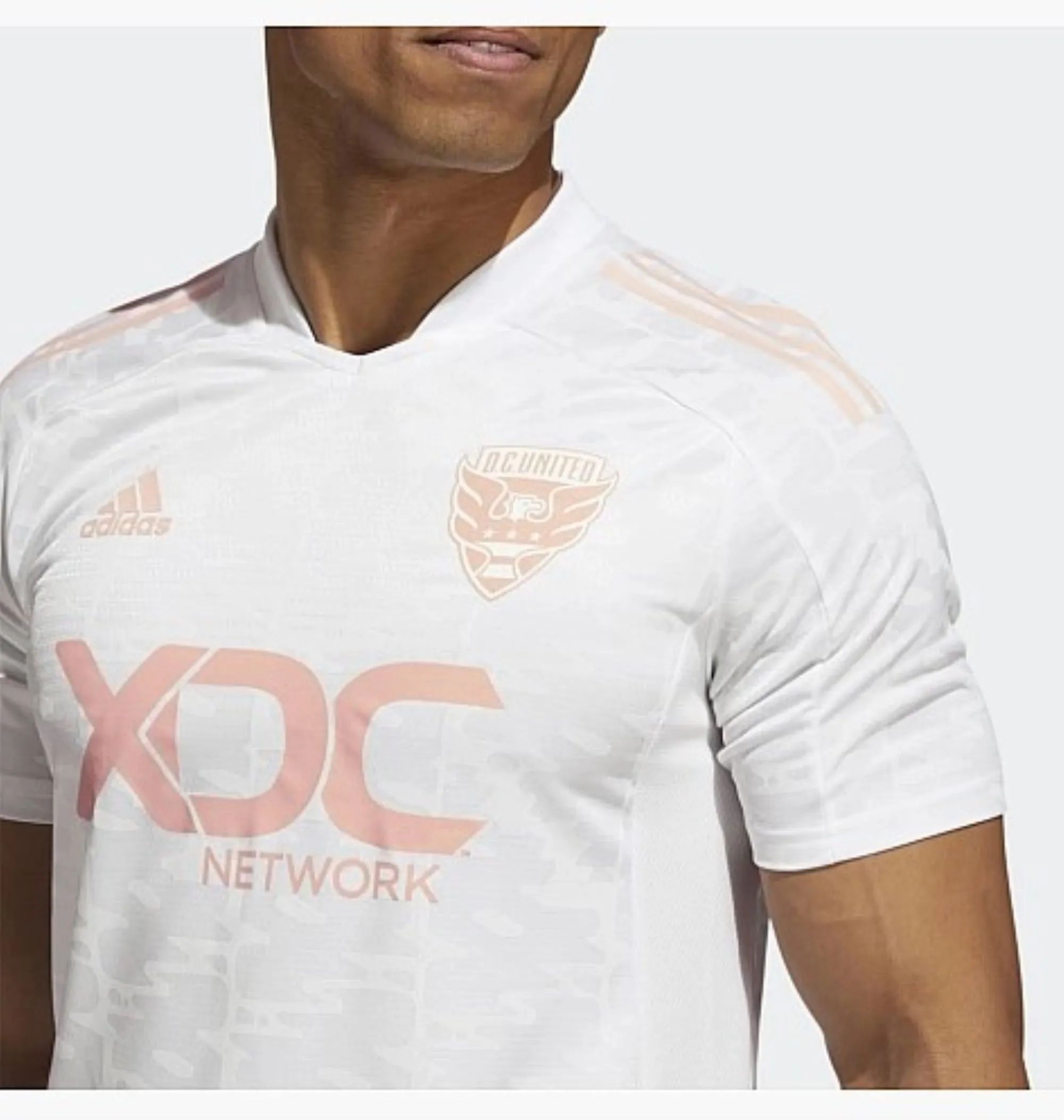 Adidas Men's MLS D.C. UNITED Condivo 21 Short Sleeve Soccer Jersey, White/Glow Pink