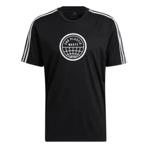 Adidas Men's Primeblue End Plastic Waste 3-Stripes Graphic Tee, Black/White