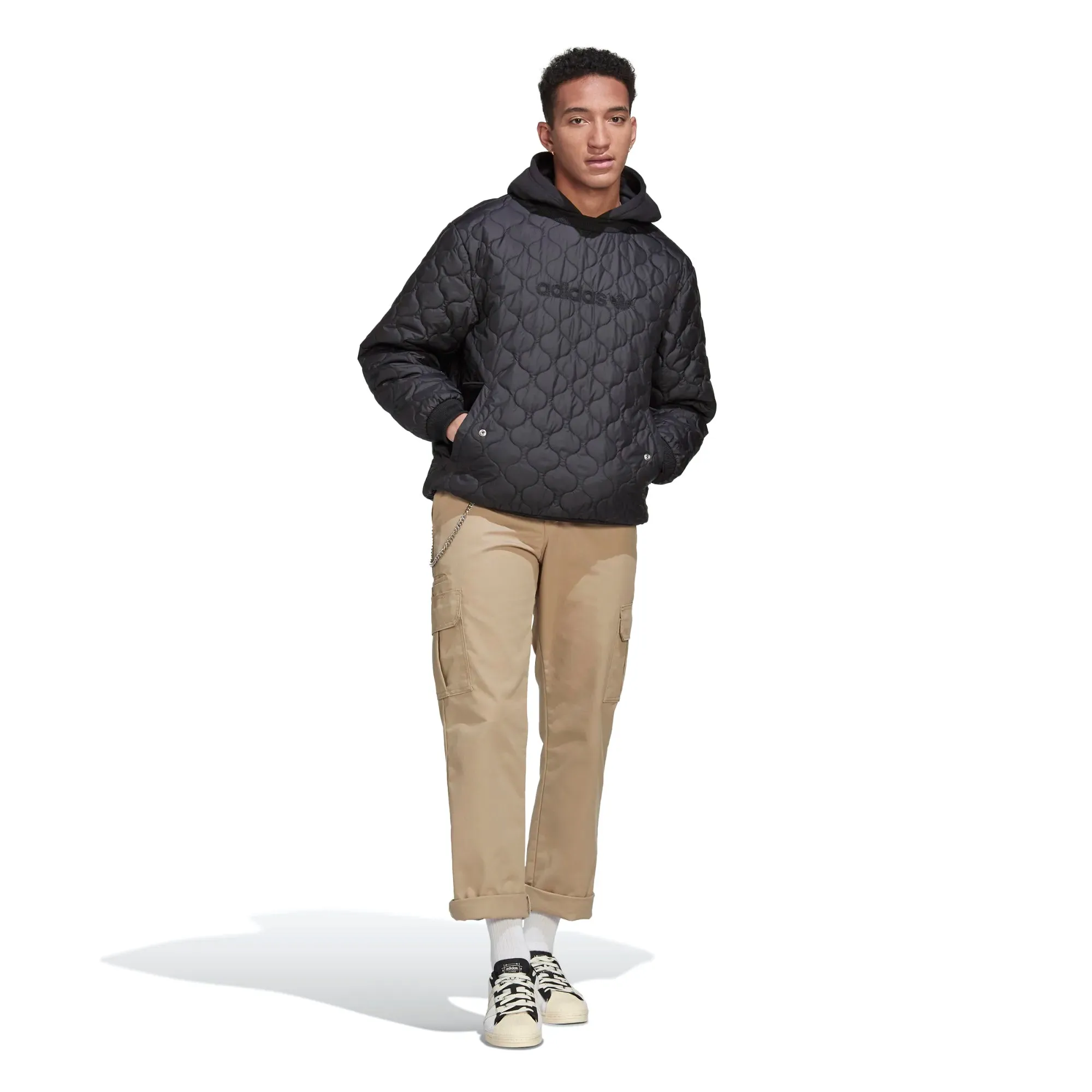 Adidas Men's Quilted Hoodie Sweatshirt, Black