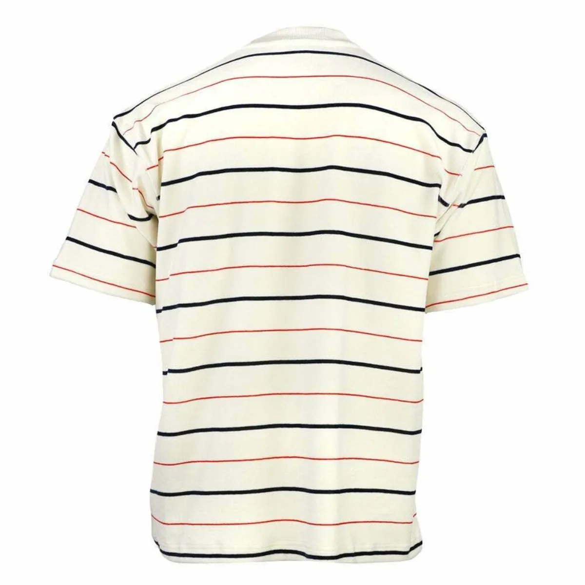 Adidas Men's Short Sleeve Velour Jersey Shirt, Off White, Red & Navy Stripes