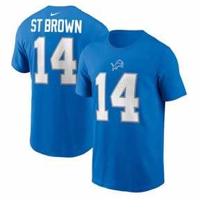 Amon-Ra St. Brown Detroit Lions Nike Name & Number T-Shirt - Blue