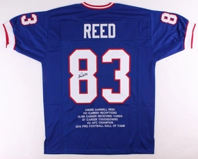 Andre Reed Signed Buffalo Bills Career Stat Jersey (MAB Hologram) 7Pro Bowl W.R