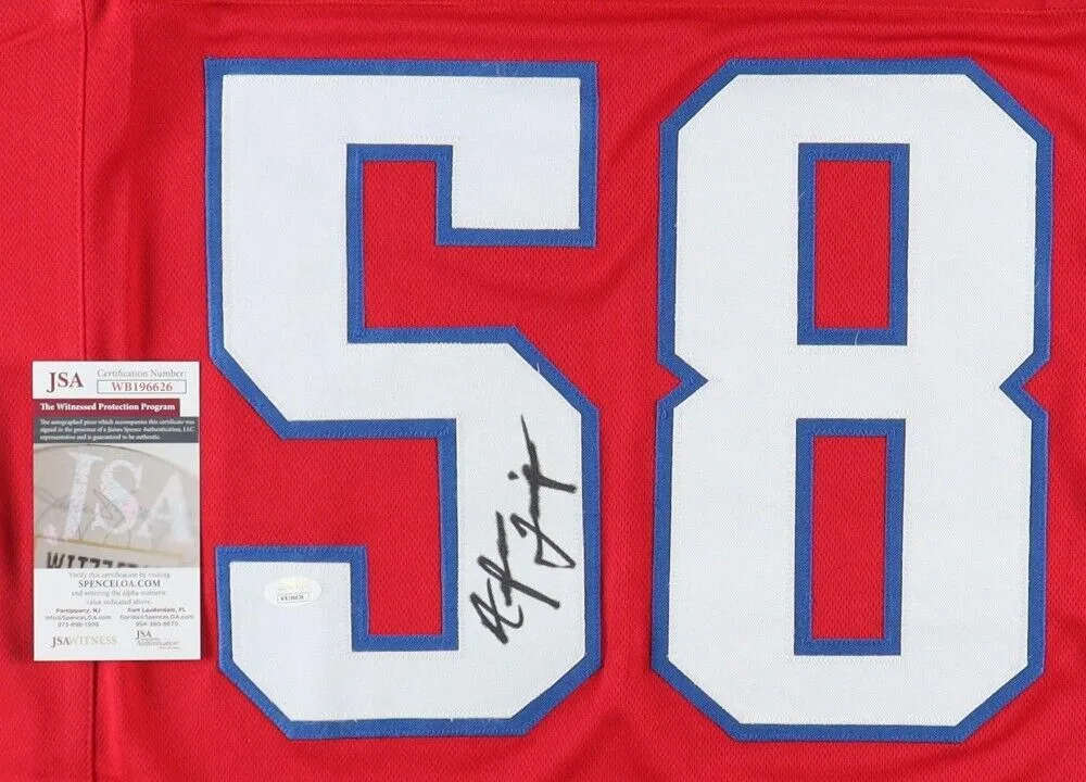 Anfernee Jennings Signed New England Patriots Red Jersey (JSA COA) Linebacker