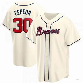 Atlanta Braves #30 Orlando Cepeda Cream Alternate Jersey Stitches Baseball Jerseys