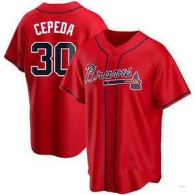 Atlanta Braves #30 Orlando Cepeda Red Alternate Jersey Stitches Baseball Jerseys
