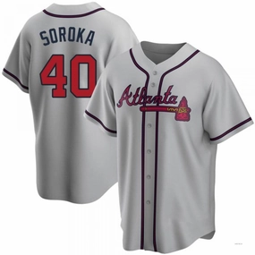 Atlanta Braves #40 Mike Soroka Gray Road Jersey Stitches Baseball Jerseys