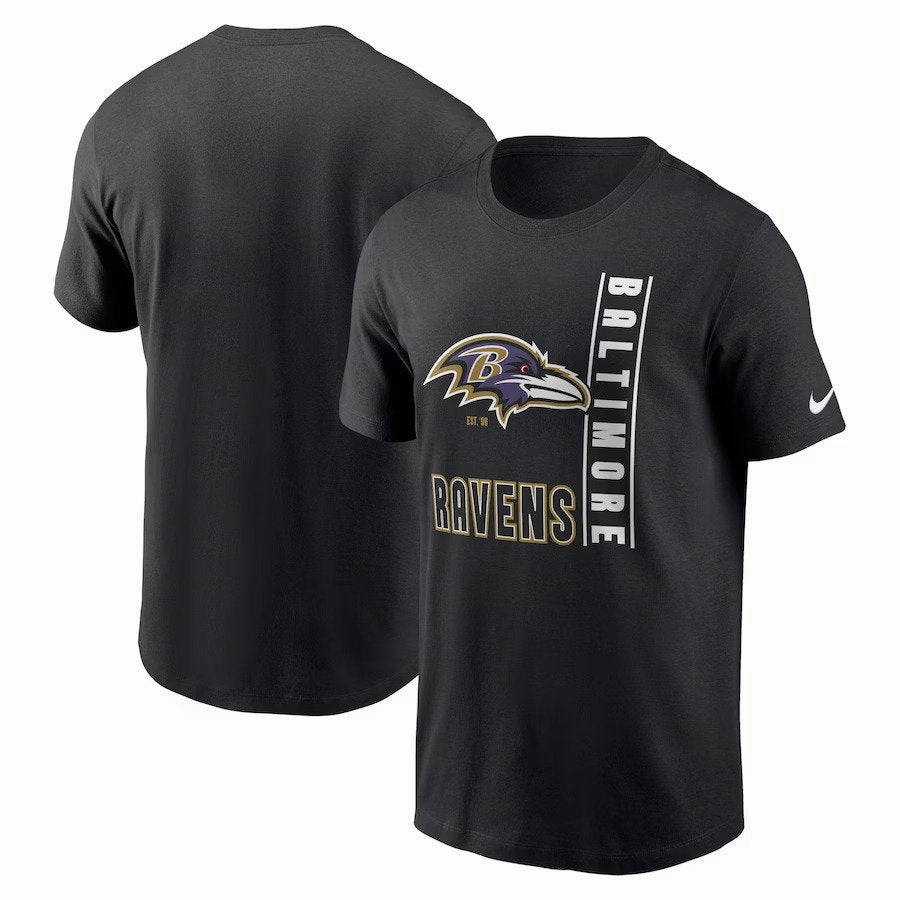 Baltimore Ravens NFL UK Large Nike Lockup Essential T-Shirt - Black