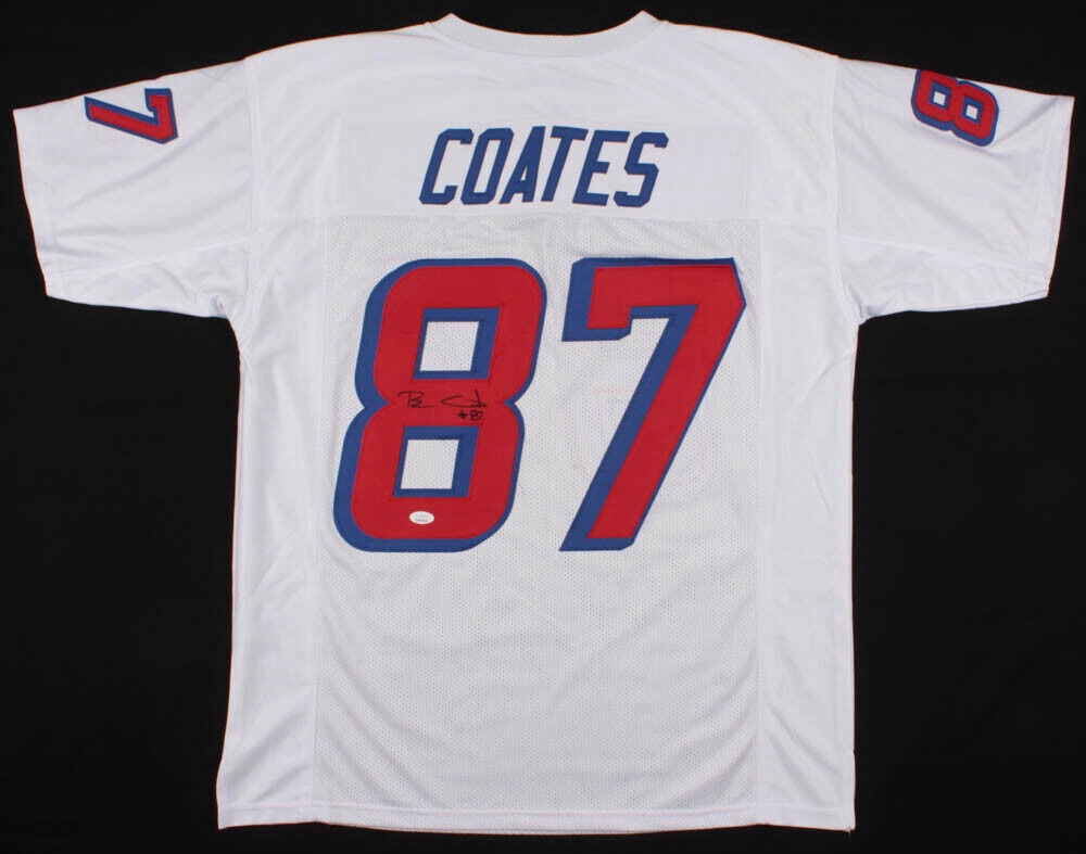 Ben Coates Signed New England Patriots White Jersey (JSA COA) Super Bowl XXXV TE
