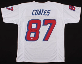 Ben Coates Signed New England Patriots White Jersey (JSA COA) Super Bowl XXXV TE