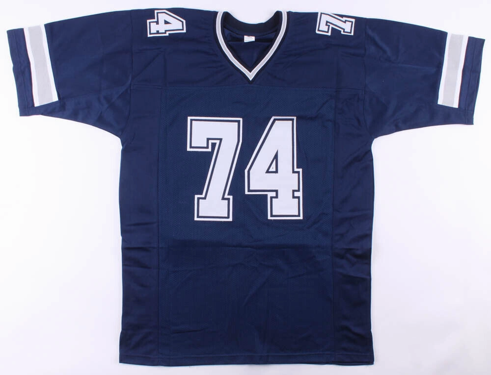 Bob Lilly Signed Dallas Cowboys Dark Blue Jersey Inscribed "HOF 80" (JSA COA)