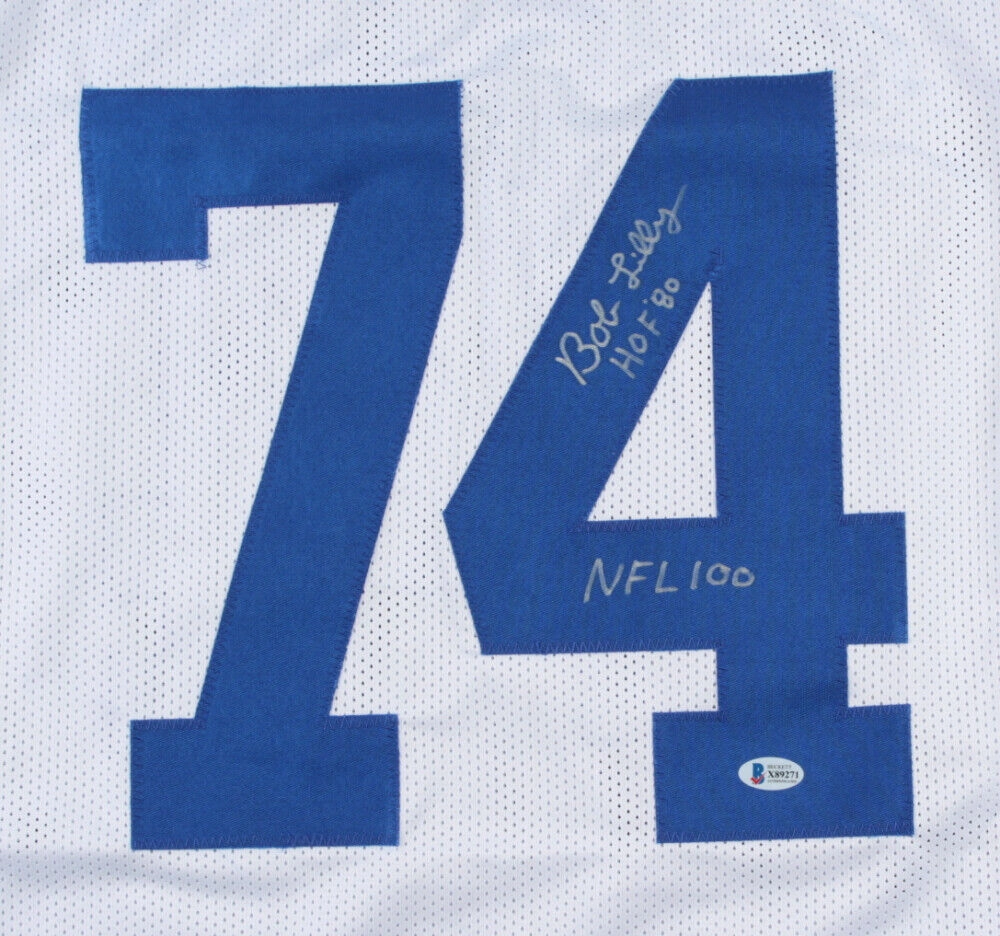 Bob Lilly Signed Dallas Cowboys Jersey Inscribed NFL 100 & HOF '8" (Beckett COA)