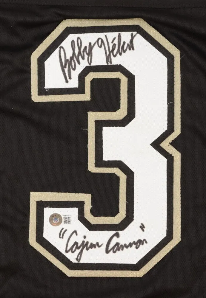Bobby Hebert Signed New Orleans Saints Jersey Inscribed "Cajun Cannon" (Beckett)