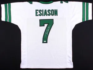Boomer Esiason Signed New York Jets Green Jersey (JSA COA)4xPro Bowl Quarterback