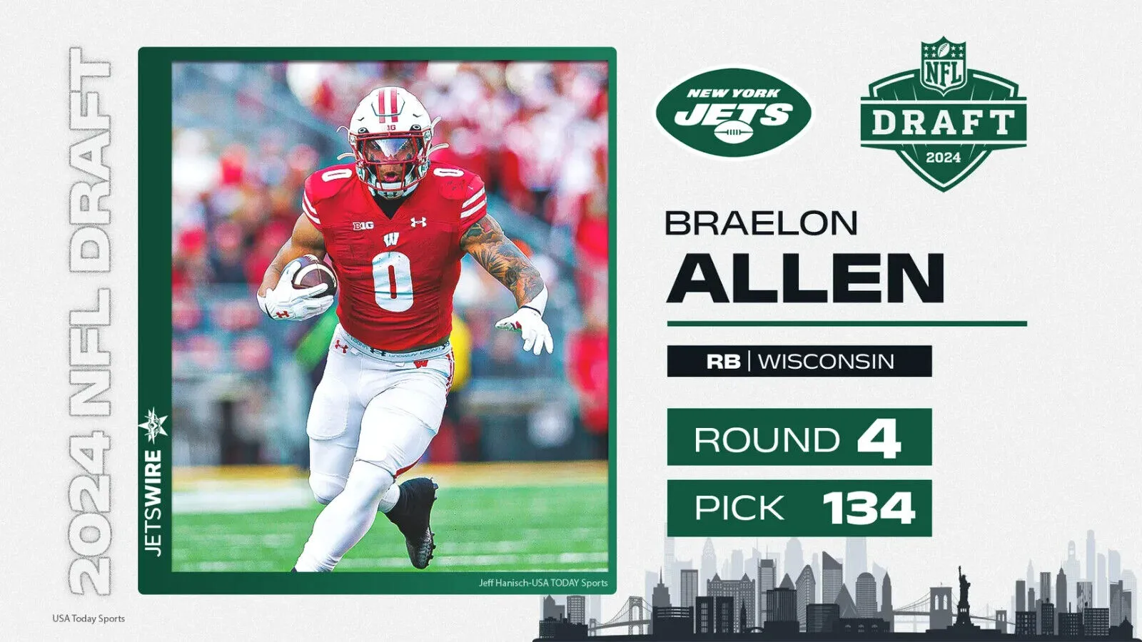 Braelon Allen Signed New York Jets Jersey (Beckett) Ex-Ohio State Running Back