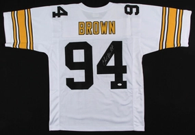 Chad Brown Signed Pittsburgh Steelers Jersey (JSA COA) 3Pro Bowl Linebackr