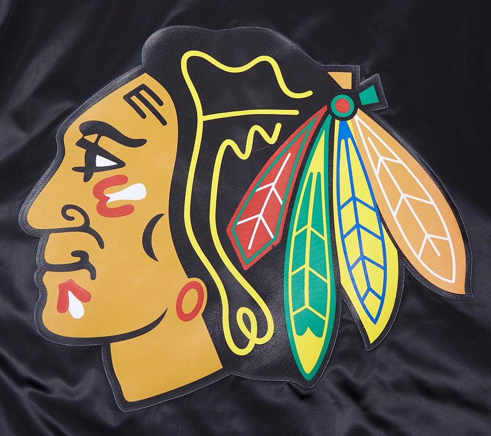 CHAMARRA DE SATN NHL CHICAGO BLACKHAWKS SCRIPT TAIL