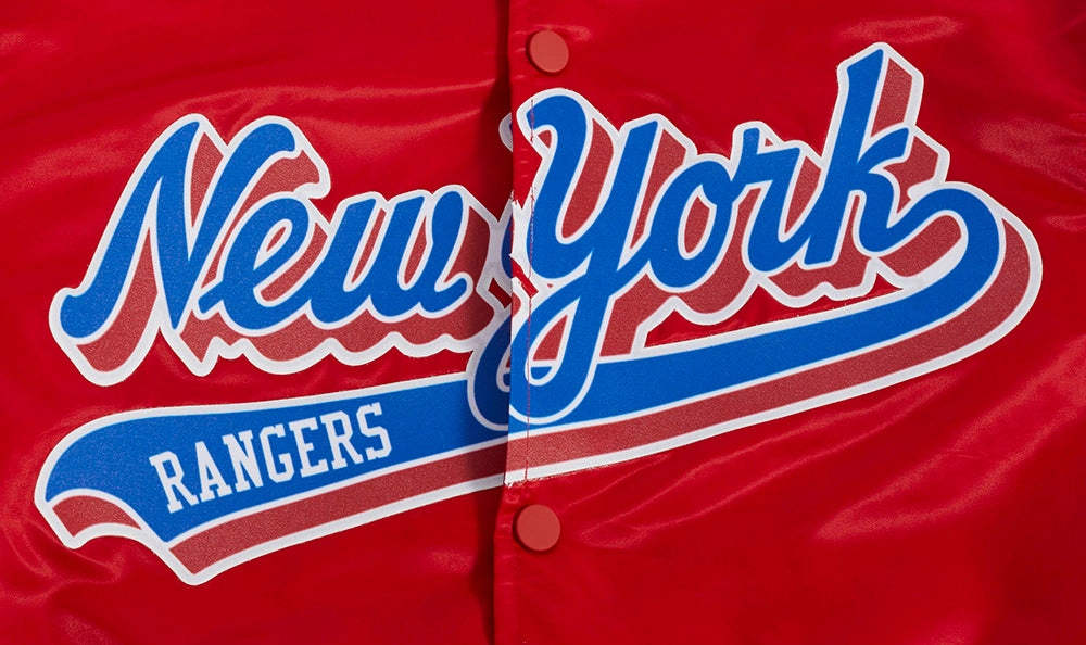 CHAMARRA DE SATN NHL NEW YORK RANGERS SCRIPT TAIL
