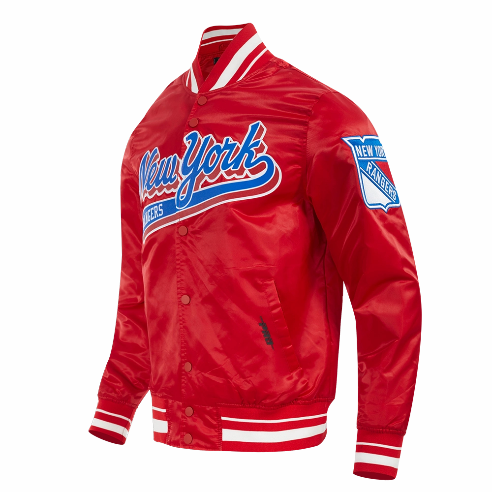 CHAMARRA DE SATN NHL NEW YORK RANGERS SCRIPT TAIL