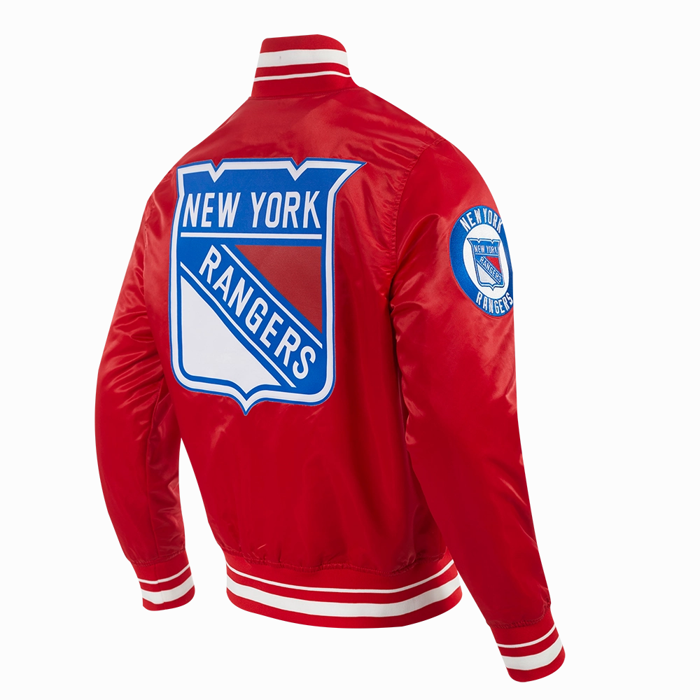 CHAMARRA DE SATN NHL NEW YORK RANGERS SCRIPT TAIL