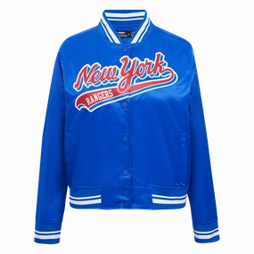 CHAMARRA DE SATN NHL NEW YORK RANGERS SCRIPT TAIL PARA MUJER