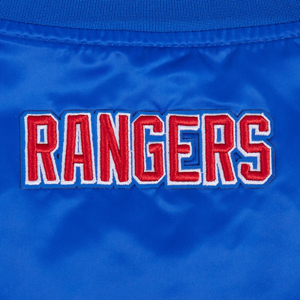 CHAMARRA DE SATN NHL NEW YORK RANGERS SCRIPT TAIL PARA MUJER