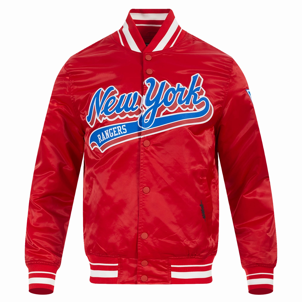 CHAMARRA DE SATN NHL NEW YORK RANGERS SCRIPT TAIL