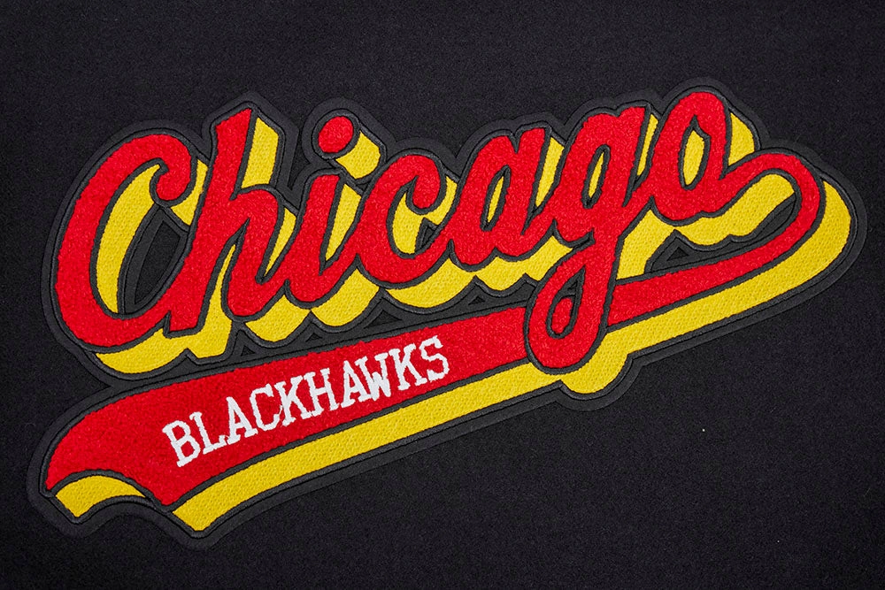 CHAMARRA UNIVERSITARIA NHL CHICAGO BLACKHAWKS SCRIPT TAIL