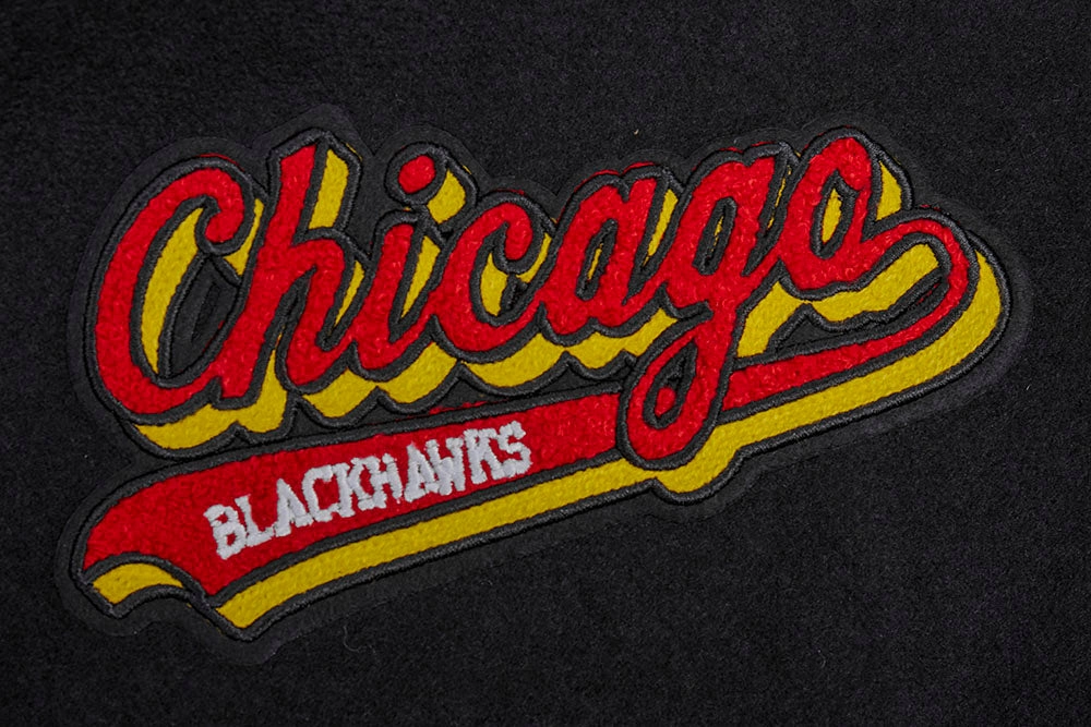 CHAMARRA UNIVERSITARIA NHL CHICAGO BLACKHAWKS SCRIPT TAIL