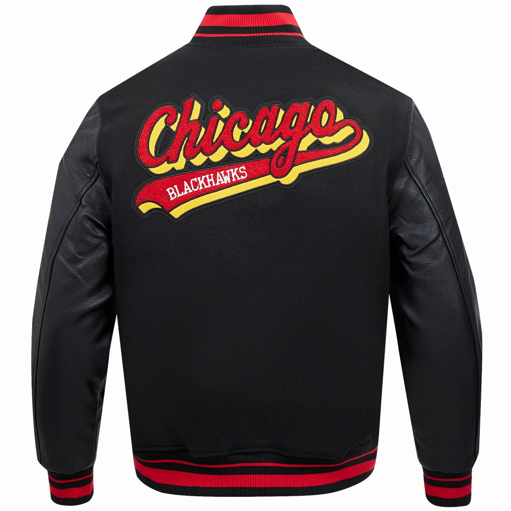 CHAMARRA UNIVERSITARIA NHL CHICAGO BLACKHAWKS SCRIPT TAIL