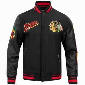 CHAMARRA UNIVERSITARIA NHL CHICAGO BLACKHAWKS SCRIPT TAIL