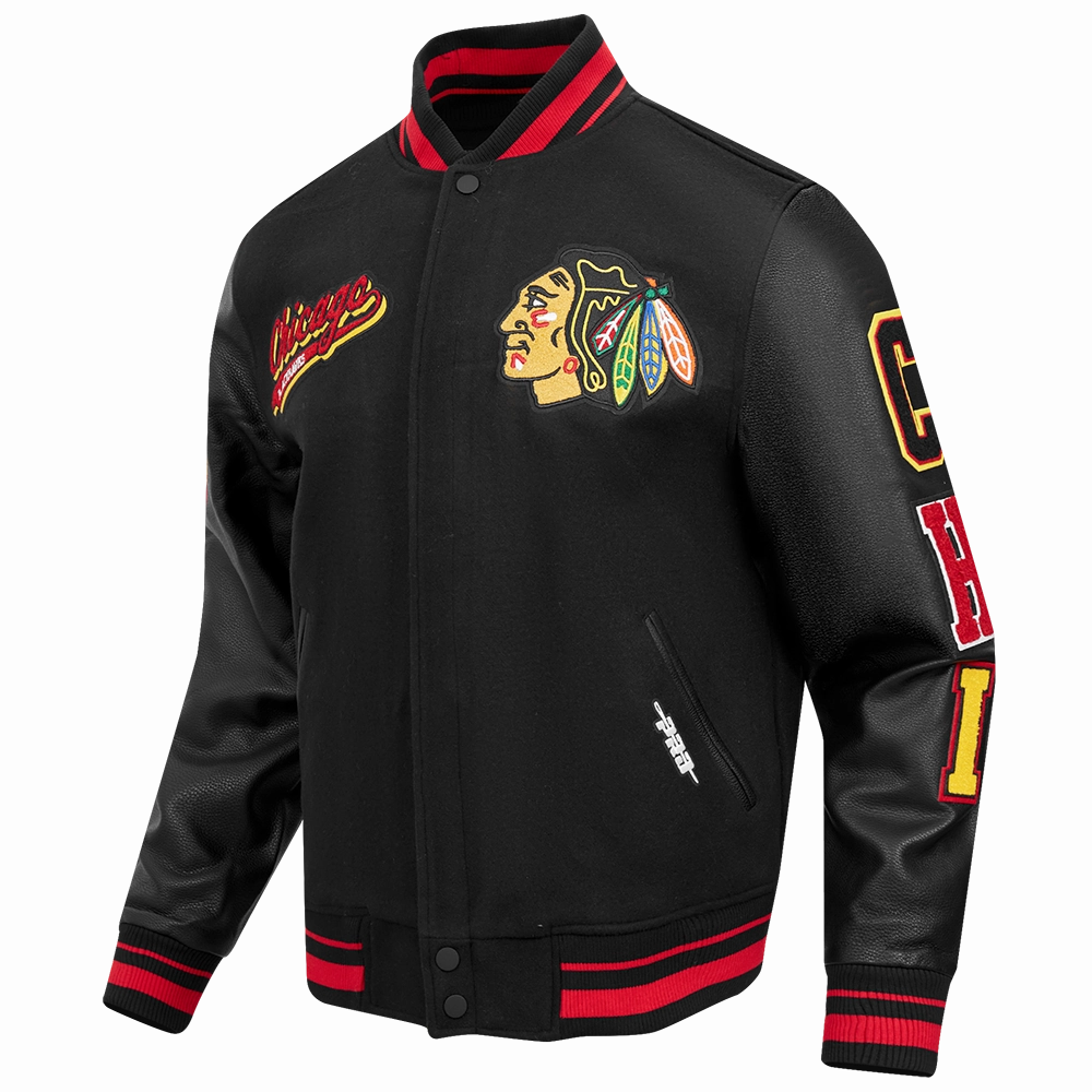 CHAMARRA UNIVERSITARIA NHL CHICAGO BLACKHAWKS SCRIPT TAIL