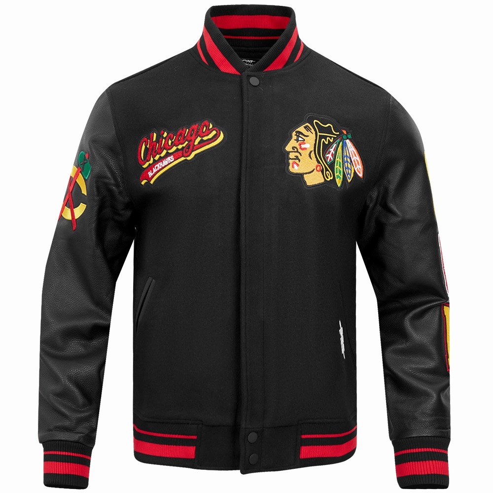 CHAMARRA UNIVERSITARIA NHL CHICAGO BLACKHAWKS SCRIPT TAIL
