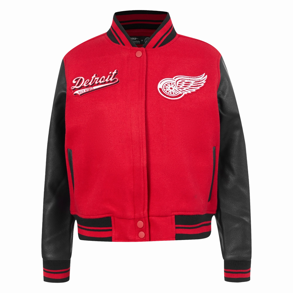 CHAMARRA UNIVERSITARIA NHL DETROIT RED WINGS SCRIPT TAIL PARA MUJER