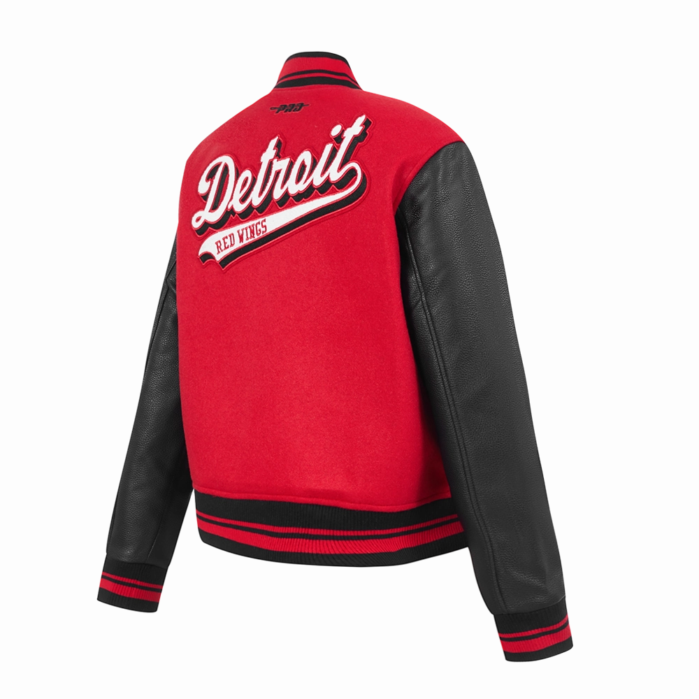 CHAMARRA UNIVERSITARIA NHL DETROIT RED WINGS SCRIPT TAIL PARA MUJER