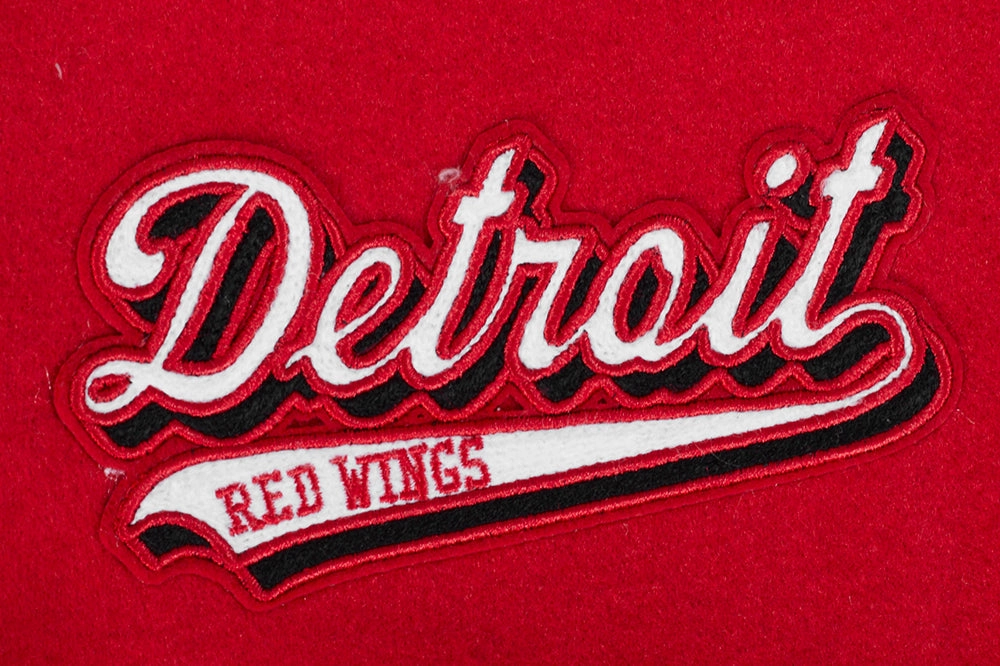 CHAMARRA UNIVERSITARIA NHL DETROIT RED WINGS SCRIPT TAIL PARA MUJER