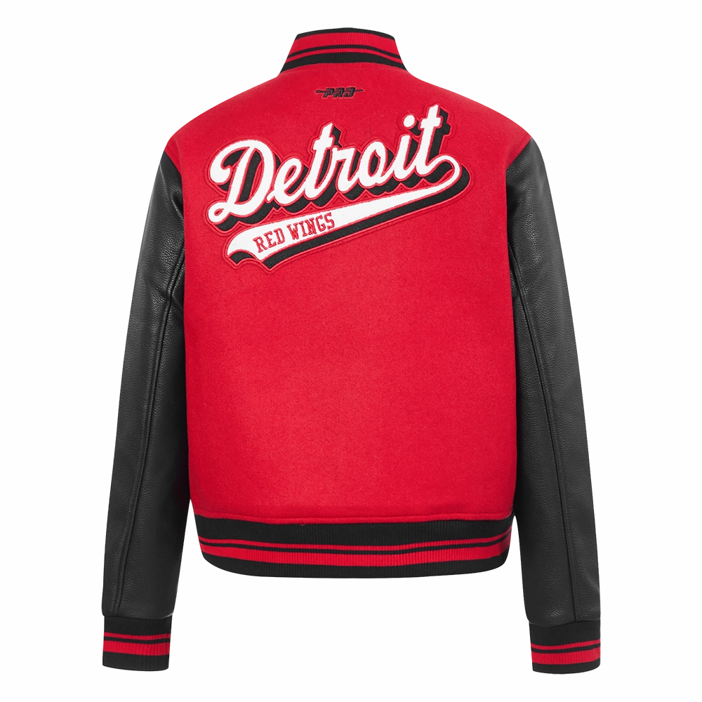 CHAMARRA UNIVERSITARIA NHL DETROIT RED WINGS SCRIPT TAIL PARA MUJER